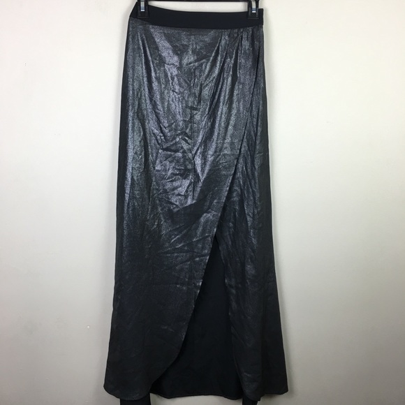 Express gray Metallic maxi wrap skirt - Picture 2 of 6